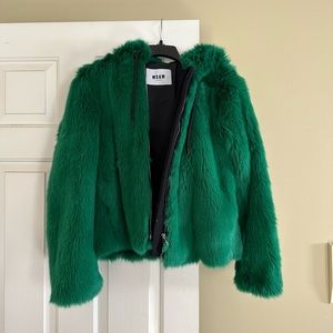MSGM faux fur coat with hood